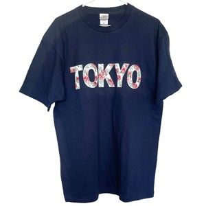 Tokyo RR Graphic T-Shirt Size XL  Floral Logo Blue Mens Crew Neck Street Wear